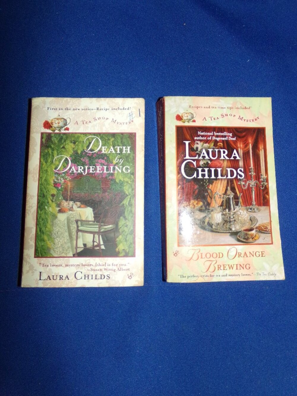 Set of 2 Cozy Mystery Books by Laura Childs - Tea Shop Mysteries + Recipes